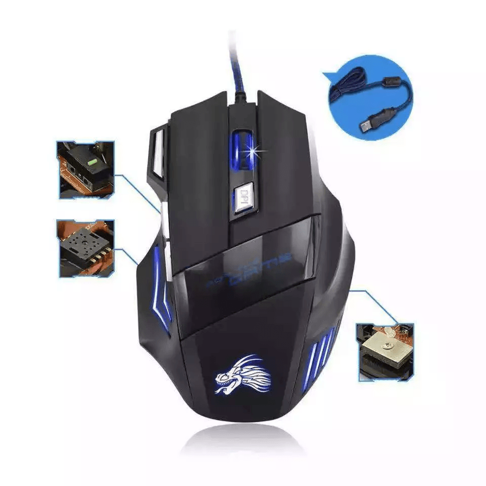 HighPerformance Gaming Mouse USB Wired With LED Breathing Fire Button DPI Switch For PC Comfortable 4