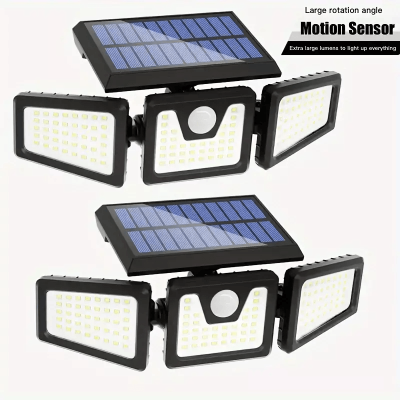 2 Pack LED Motion Sensor Solar Lights Outdoor – IP65 Waterproof Security Lamps with 3 Modes, 270° Wide Angle for Garden