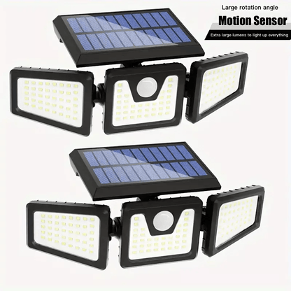 2 Pack LED Motion Sensor Solar Lights Outdoor – IP65 Waterproof Security Lamps with 3 Modes, 270° Wide Angle for Garden