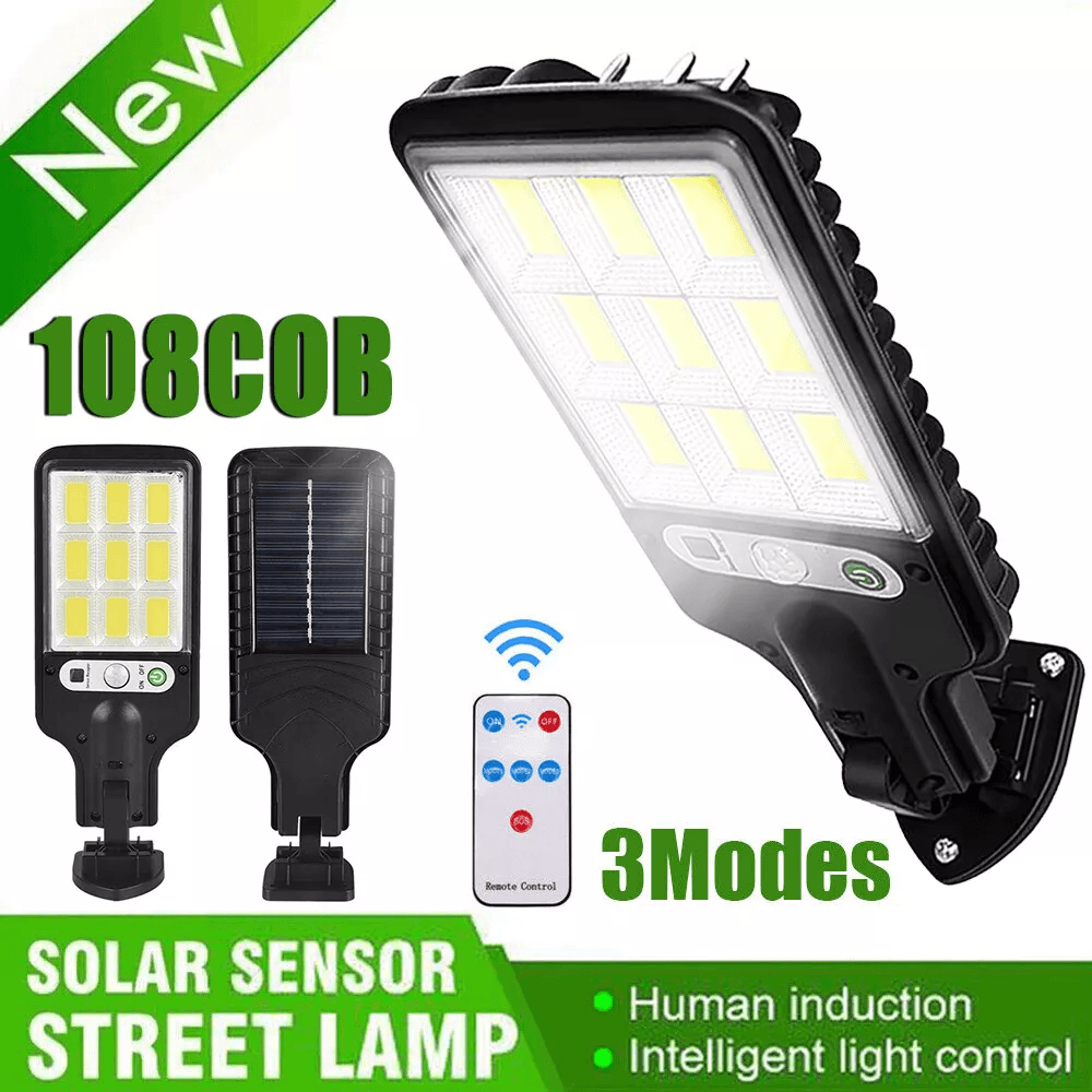 Commercial Solar Street FloodLight LED Light Outdoor Area Dusk To Dawn Wall Lamp With Remote IP65 W 11