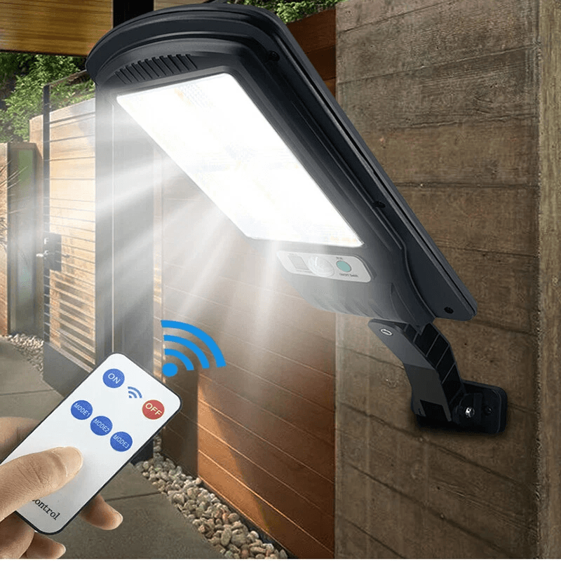 Commercial Solar Street FloodLight LED Light Outdoor Area Dusk To Dawn Wall Lamp With Remote IP65 W 10