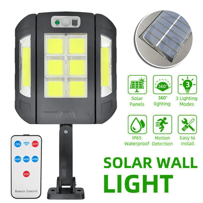 Commercial Solar Street FloodLight LED Light Outdoor Area Dusk To Dawn Wall Lamp With Remote IP65 W 5