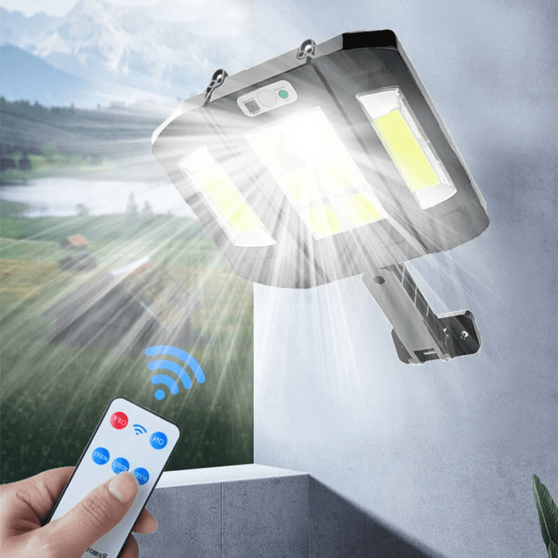 Commercial Solar Street FloodLight LED Light Outdoor Area Dusk To Dawn Wall Lamp With Remote IP65 W 7