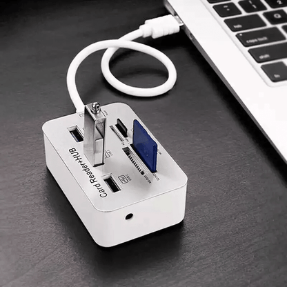 Aluminum 3 Port USB Hub  Memory Card Reader Adapter 1