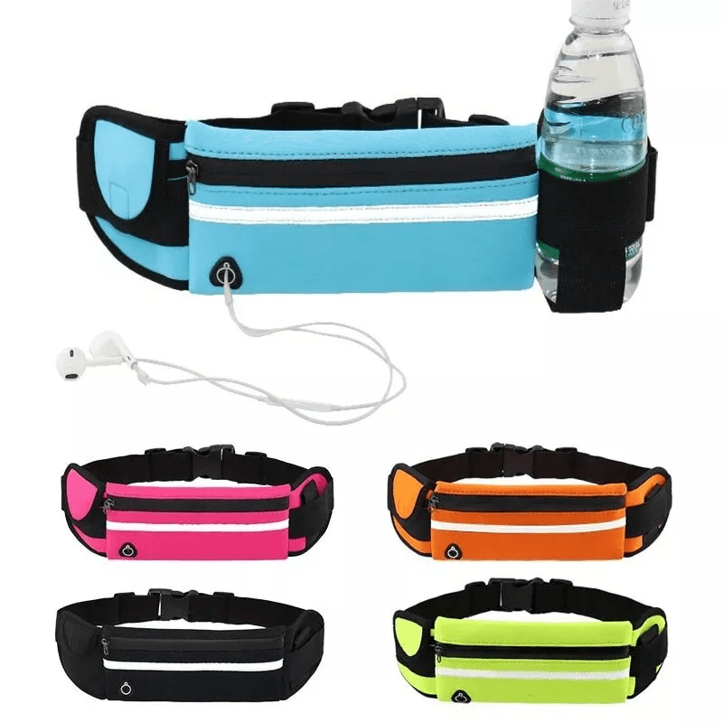 Waterproof Runner Waist Bum Bag, Jogging Belt Zip Fanny Pack for Sports & Travel