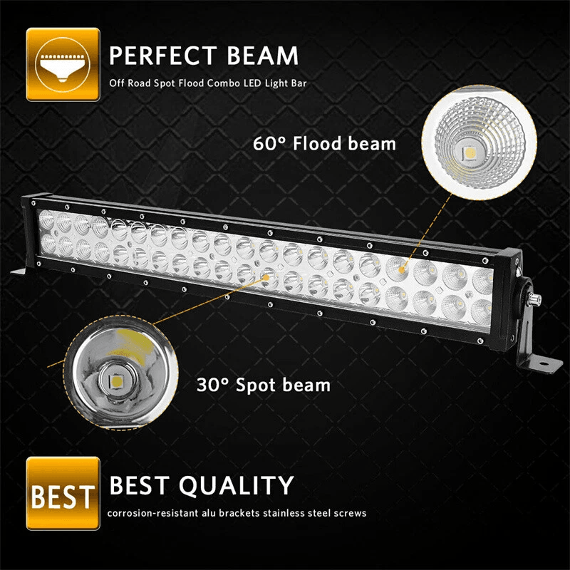 22" Inch 1200W LED Light Bar Dual Row Spot Flood Combo Beam Lamp for 4WD Truck SUV ATV Off-Road Work Driving Lights