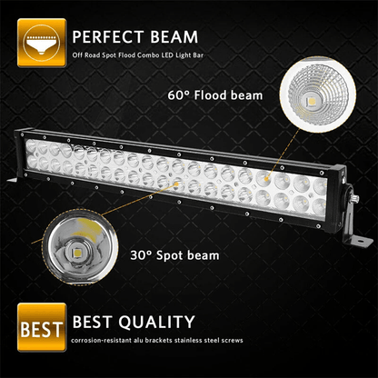 22" Inch 1200W LED Light Bar Dual Row Spot Flood Combo Beam Lamp for 4WD Truck SUV ATV Off-Road Work Driving Lights