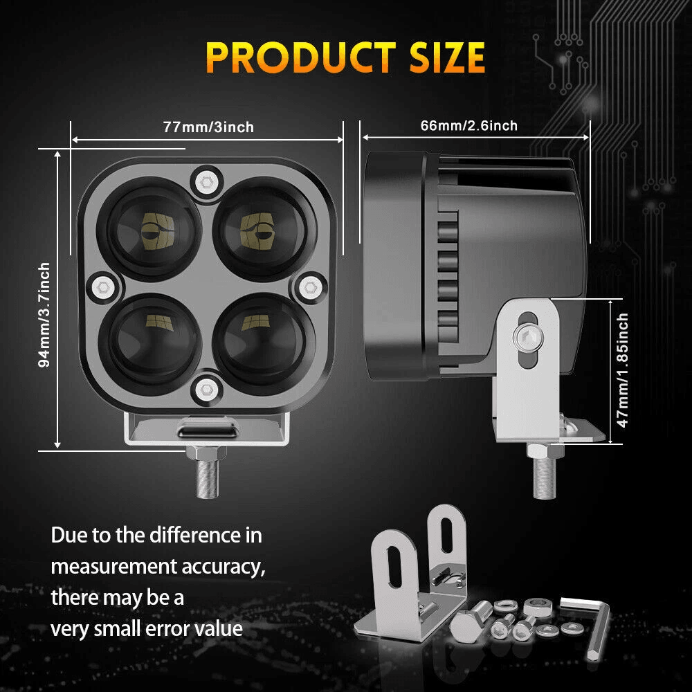 3Inch LED Cube Pods Work Lights Bar 40W Spot Fog Lamps For Jeep Offroad SUV ATV UTV Truck Boat 12V2 1