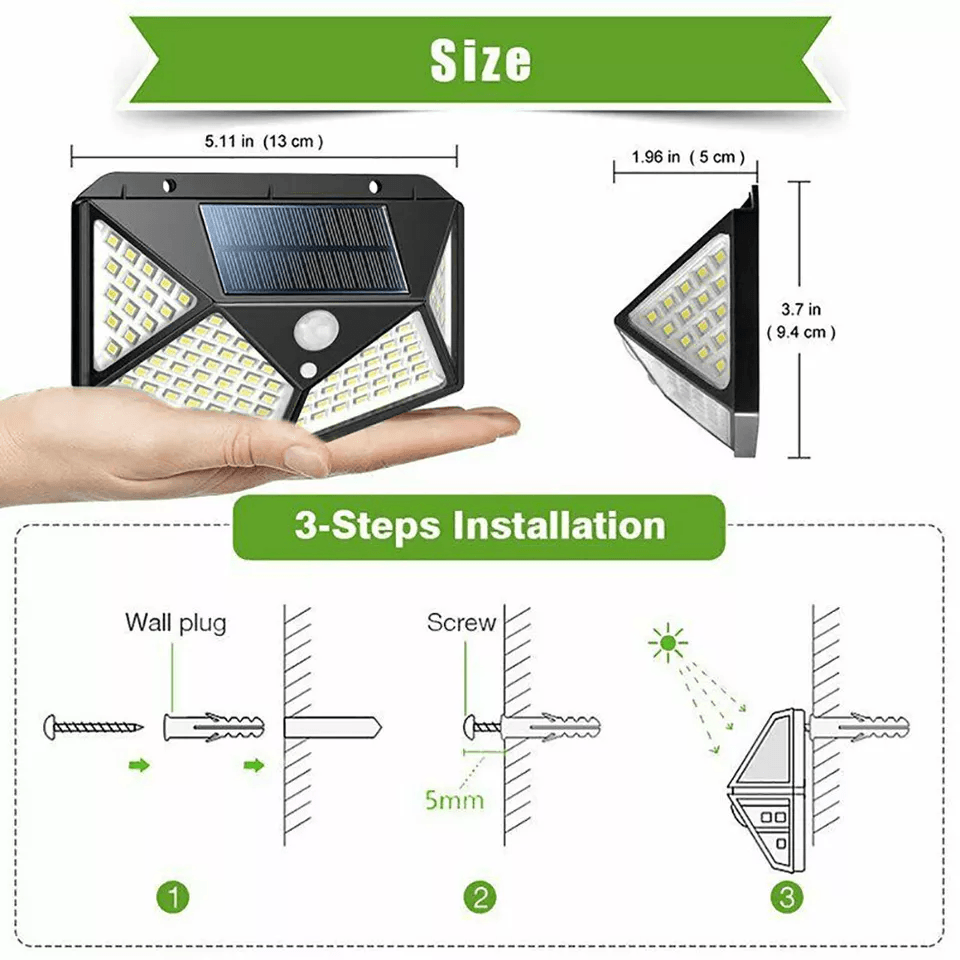 LED Solar Motion Sensor Light Outdoor Wall Security Lamp For Garden Yard 3