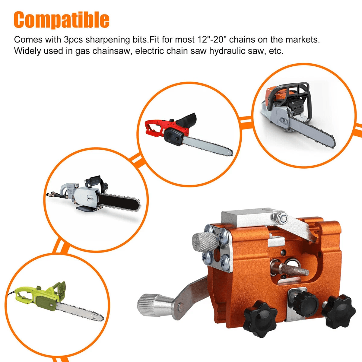 Chainsaw Chain Sharpening Jig Portable Hand Crank Sharpener Tool Set For 1220 Saw Blades Chain Saw  4