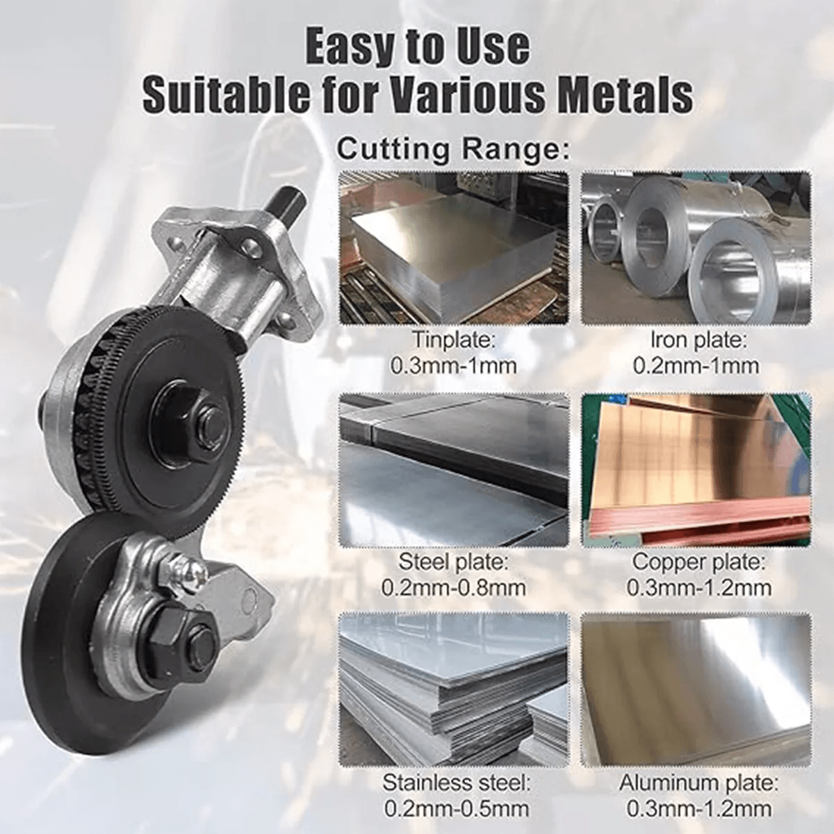 Electric Drill Plate Cutter Sheet Metal Nibbler Cutting Tool For Aluminum Steel And Copper Double H 12