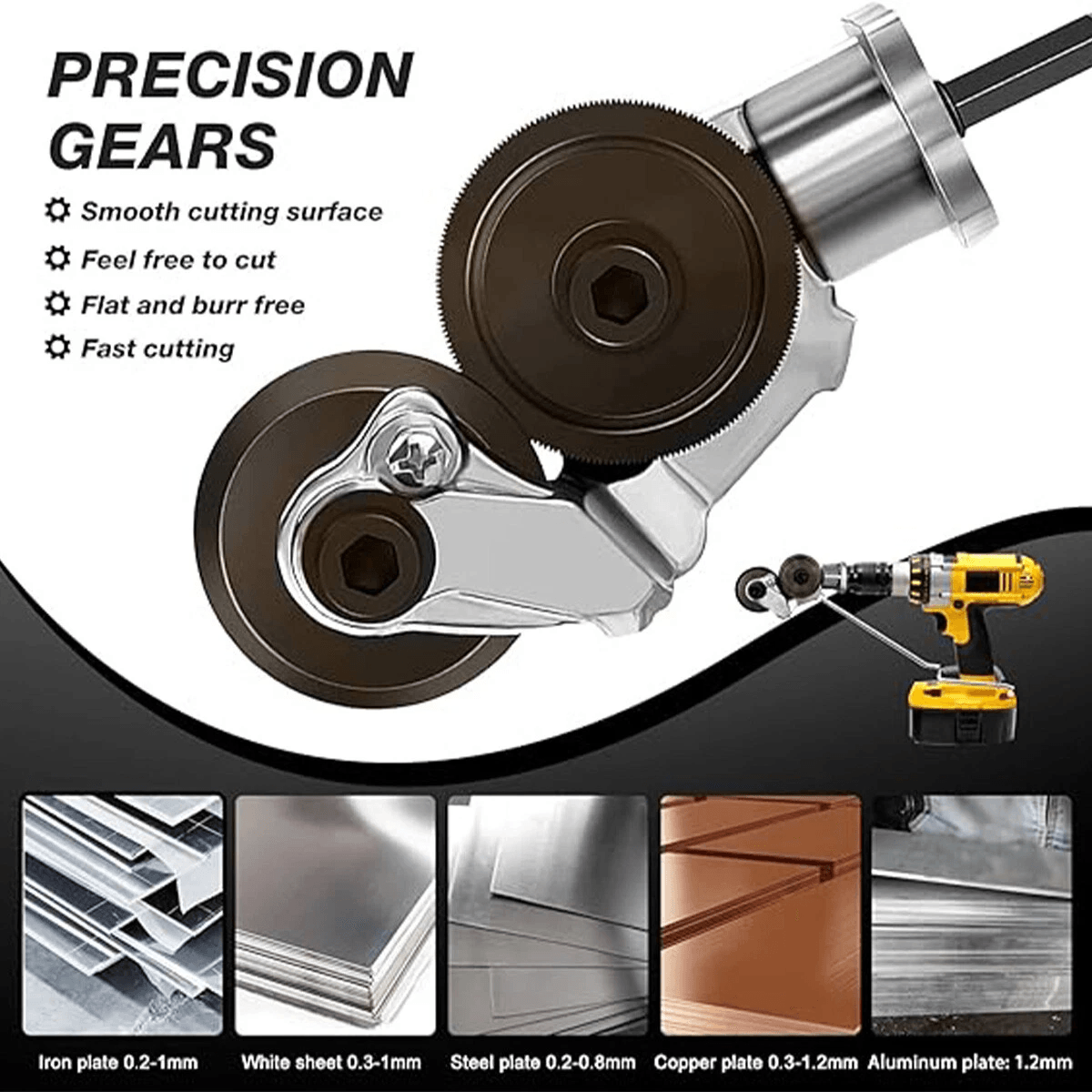 Electric Drill Plate Cutter Sheet Metal Nibbler Cutting Tool For Aluminum Steel And Copper Double H 13