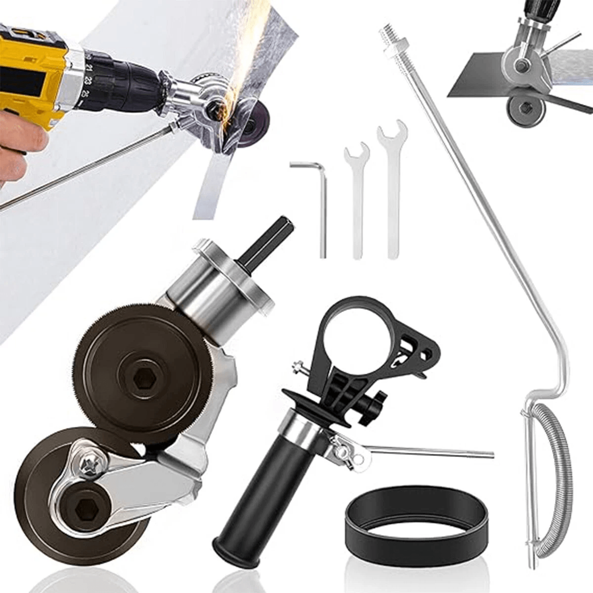 Electric Drill Plate Cutter Sheet Metal Nibbler, Cutting Tool for Aluminum, Steel, and Copper Double Headed Drill