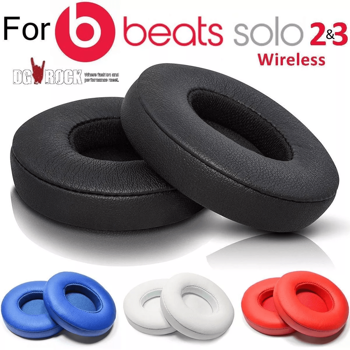 Replacement Ear Pads Cushion for Beats by Dr Dre Solo 2 & Solo 3 Wireless/Wired Headphones, Soft Protein Leather Earpads
