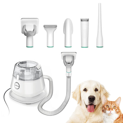 Dog & Cat Grooming Kit, Hair Clippers with Built in Vacuum,5 Attachments for Shedding Control & Painless Trimming