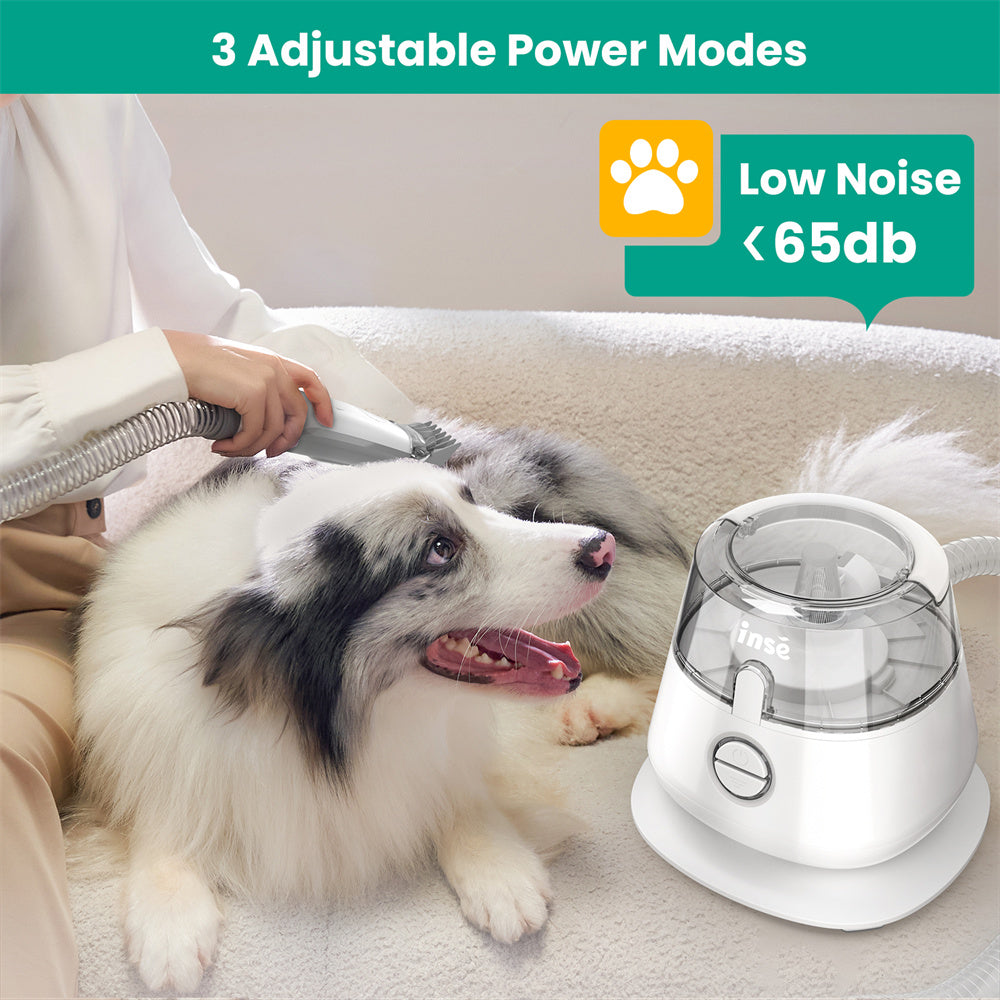 Dog  Cat Grooming Kit Hair Clippers With Built In Vacuum5 Attachments For Shedding Control  Painles 3
