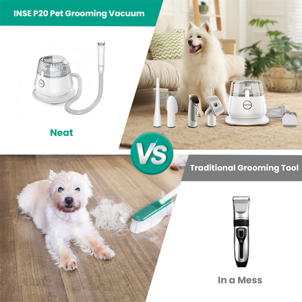 Dog  Cat Grooming Kit Hair Clippers With Built In Vacuum5 Attachments For Shedding Control  Painles 4