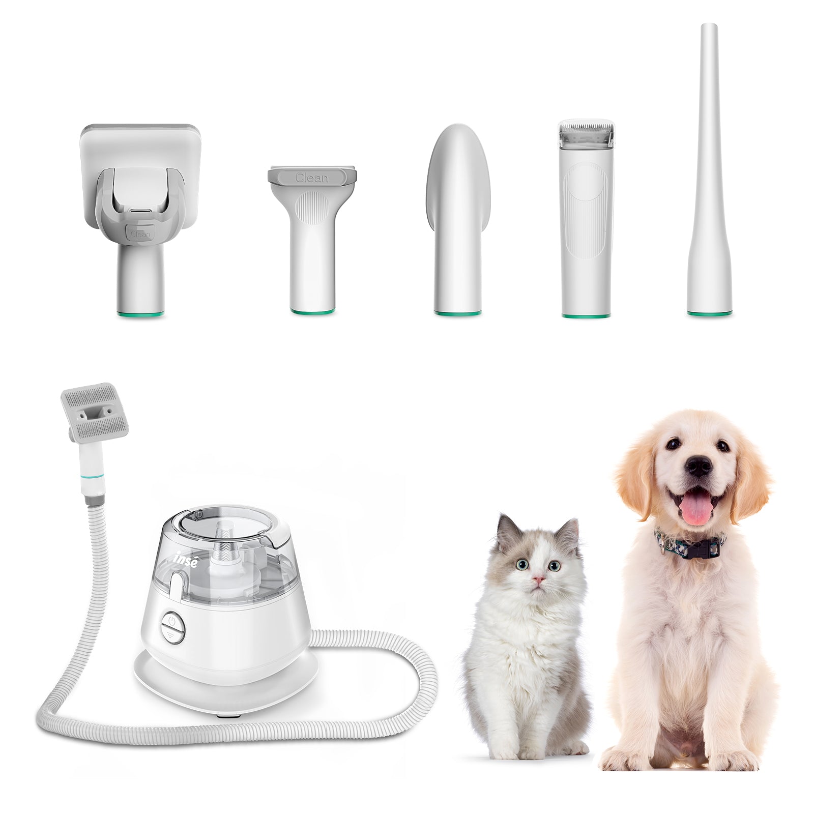 Dog  Cat Grooming Kit Hair Clippers With Built In Vacuum5 Attachments For Shedding Control  Painles 6