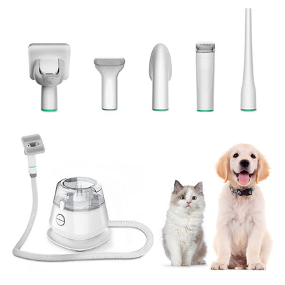 Dog  Cat Grooming Kit Hair Clippers With Built In Vacuum5 Attachments For Shedding Control  Painles 6