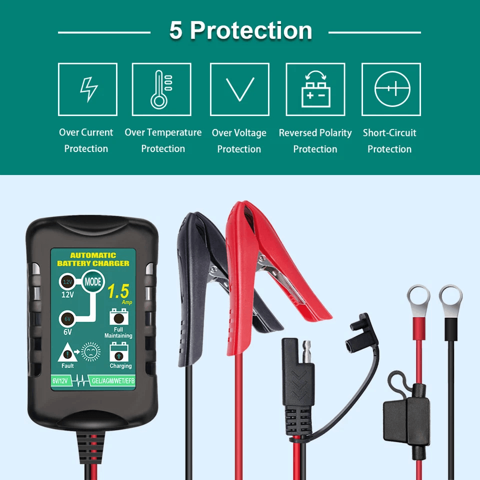 Trickle Battery Charger Maintainer For Car Motorcycle RV ATV 4