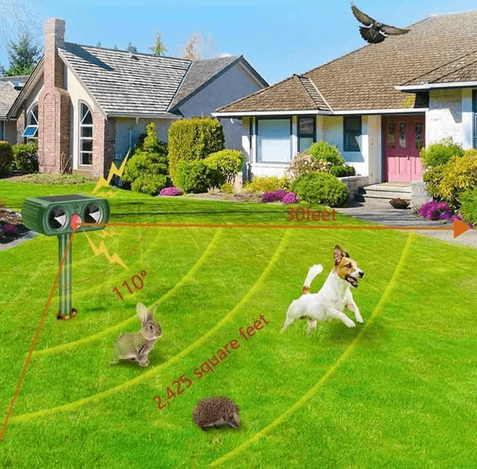 Solar Ultrasonic Animal Repellent Outdoor Cat  Dog Deterrent Motion Sensor Waterproof 4