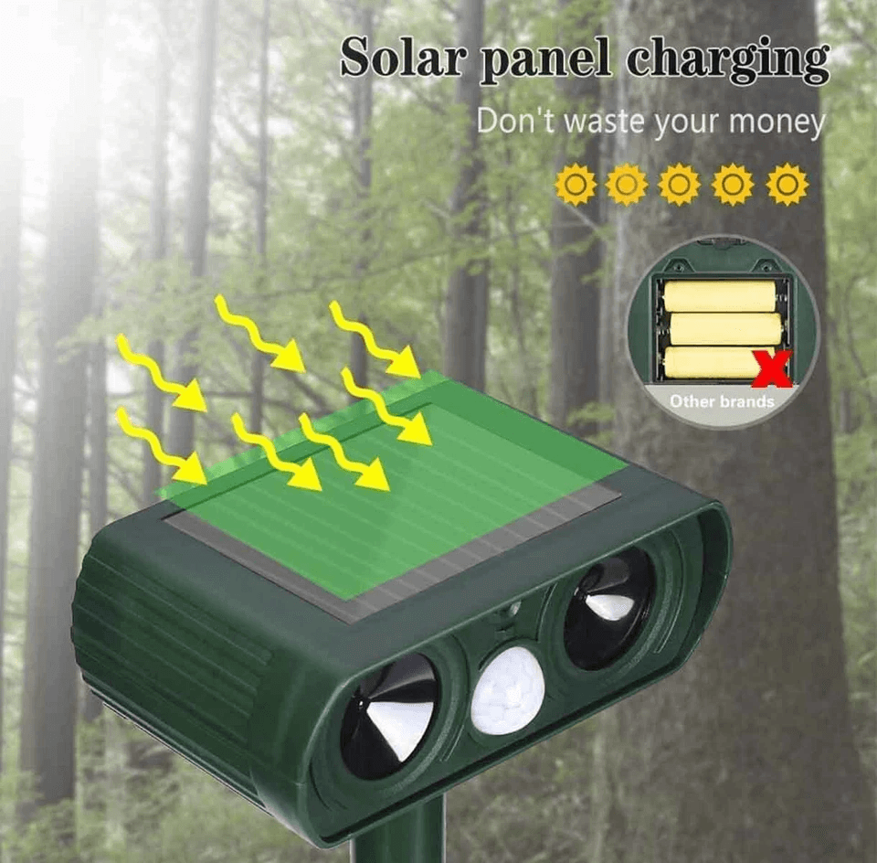 Solar Ultrasonic Animal Repellent Outdoor Cat  Dog Deterrent Motion Sensor Waterproof 2