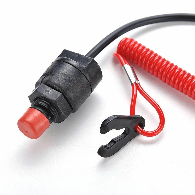 Boat Outboard Engine Kill Stop Switch & Safety Tether Lanyard, Universal Emergency Cut-Off Cord