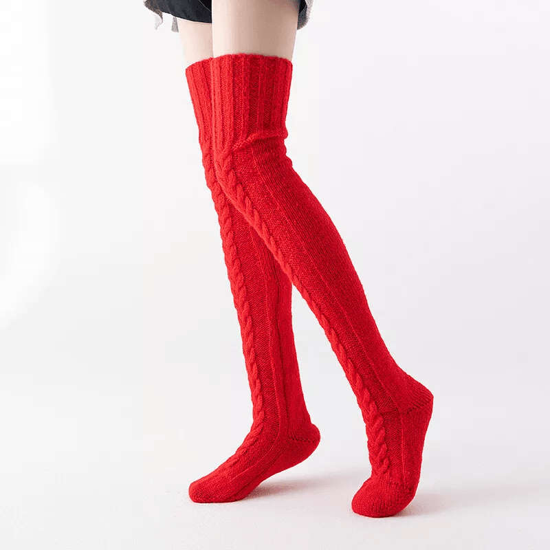 Warm Cable Knit Thigh High Socks For Women Over Knee Long Winter Stockings  Boot Warmers 1