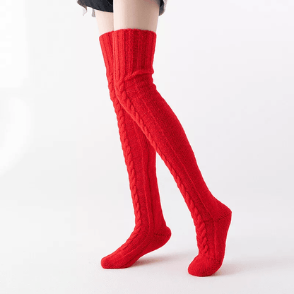 Warm Cable Knit Thigh High Socks For Women Over Knee Long Winter Stockings  Boot Warmers 1