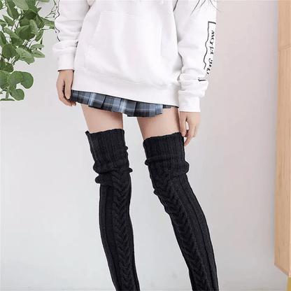 Warm Cable Knit Thigh High Socks For Women Over Knee Long Winter Stockings  Boot Warmers 3