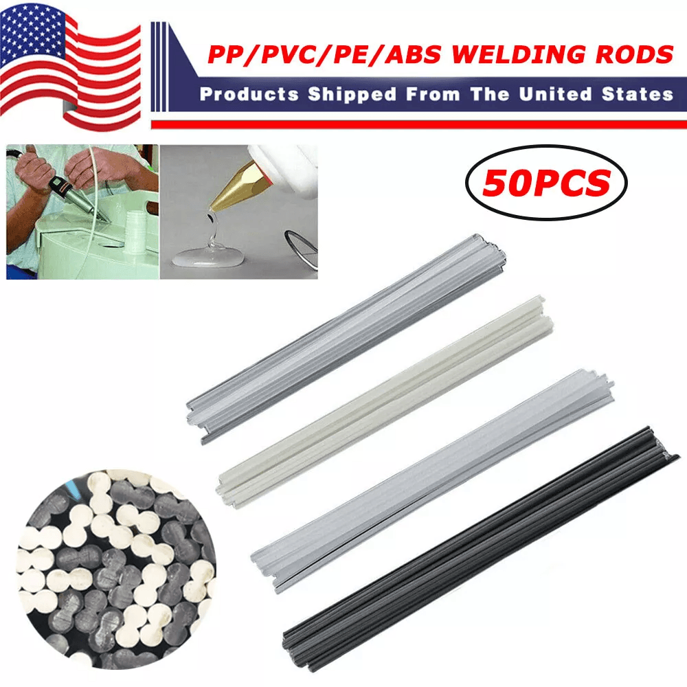 50pcs Plastic Welding Rods, ABS/PP/PVC/PE Welding Sticks for Plastic Gun Welder, Durable Repair Kit for Bumpers, Pipes