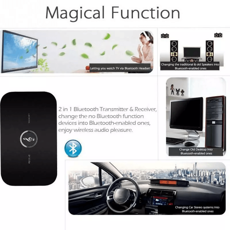 Bluetooth Transmitter  Receiver Wireless Adapter For Home Stereos Speakers TV PC Headphones AUX Aud 3