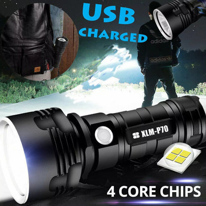 1200000LM Super Bright LED Flashlight Tactical Light USB Rechargeable Waterproof  AntiCrush Torch 3