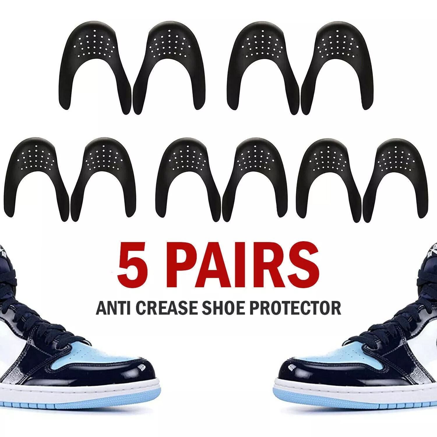 5 Pairs Anti Crease Shoe Protector, Anti-Wrinkle Toe Cover Cap for Sneakers, Crease Guards for Men & Women