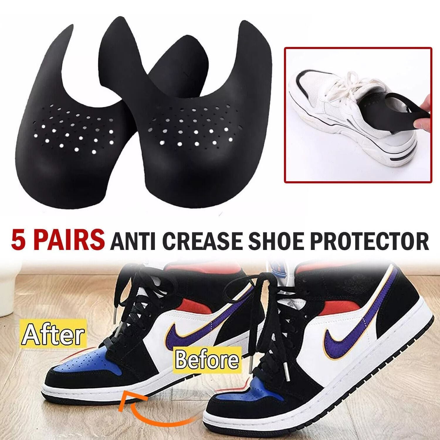 5 Pairs Anti Crease Shoe Protector AntiWrinkle Toe Cover Cap For Sneakers Crease Guards For Men  Wo 7