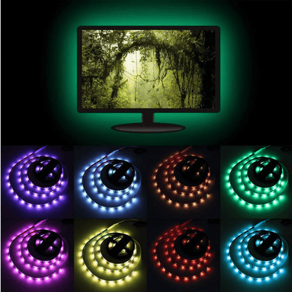 5V USB LED Strip Lights TV Backlight 5050 RGB Colour Changing with 24-Key Remote Control for Home & Gaming Decor