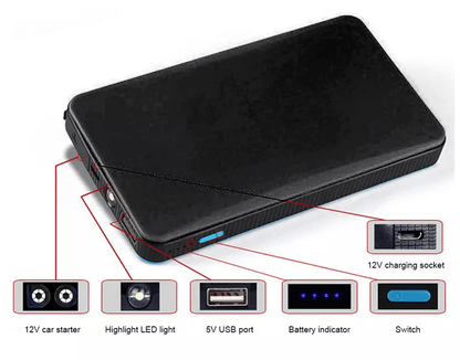 Portable Mini Slim Car Jump Starter Engine Battery Charger Power Bank Compact Emergency Booster For 2