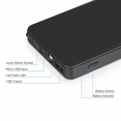 Portable Mini Slim Car Jump Starter Engine Battery Charger Power Bank Compact Emergency Booster For 10