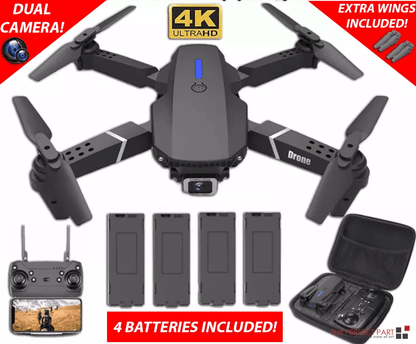 New RC Drone With HD Dual Camera, WiFi FPV Foldable Quadcopter + Battery, 4K Aerial Drone with Optical Flow & Altitude