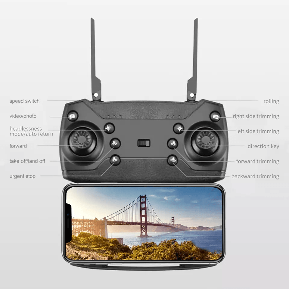 New RC Drone With HD Dual Camera WiFi FPV Foldable Quadcopter  Battery 4K Aerial Drone With Optical 14