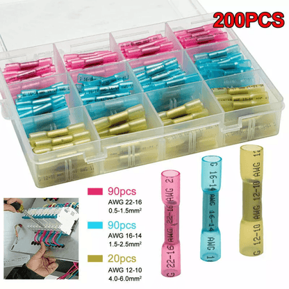 Heat Shrink Butt Wire Splice Connectors Seal Crimp Terminals Assorted Waterproof Electrical Crimp K 9
