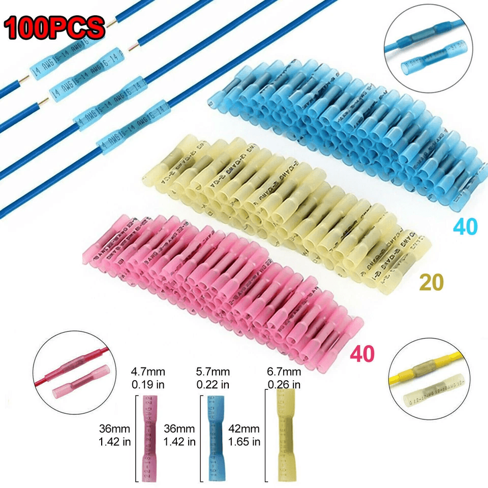 Heat Shrink Butt Wire Splice Connectors Seal Crimp Terminals Assorted Waterproof Electrical Crimp K 8