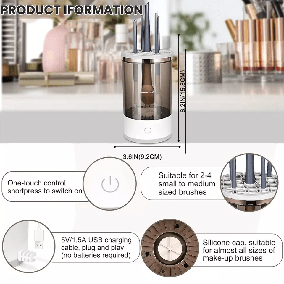 Automatic Brush Cleaner Electric Makeup Brush Cleaning Machine Fast Clean Dryer For Cosmetic Brushe 11