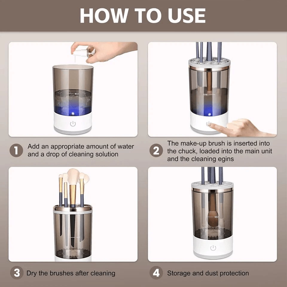 Automatic Brush Cleaner Electric Makeup Brush Cleaning Machine Fast Clean Dryer For Cosmetic Brushe 18