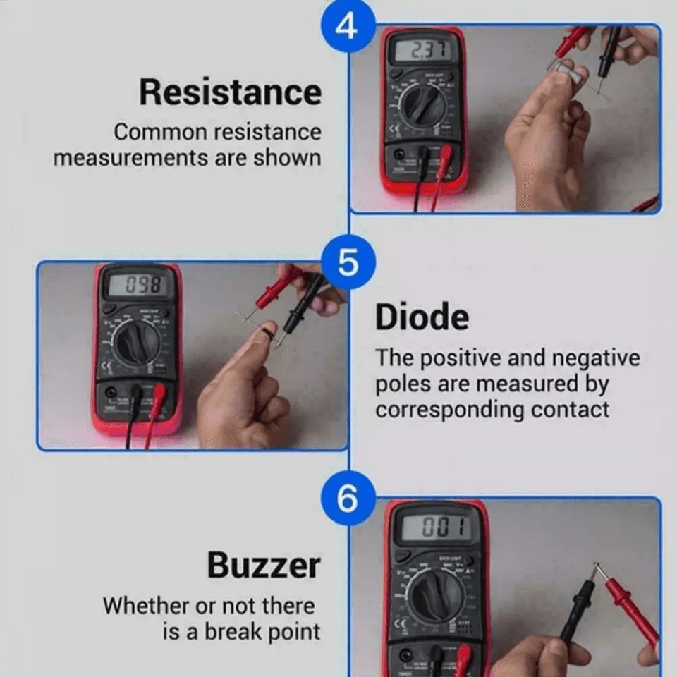 Digital Multimeter AC DC Voltmeter Ammeter Ohmmeter Volt Tester Meter Handheld Auto Range Electrica 3