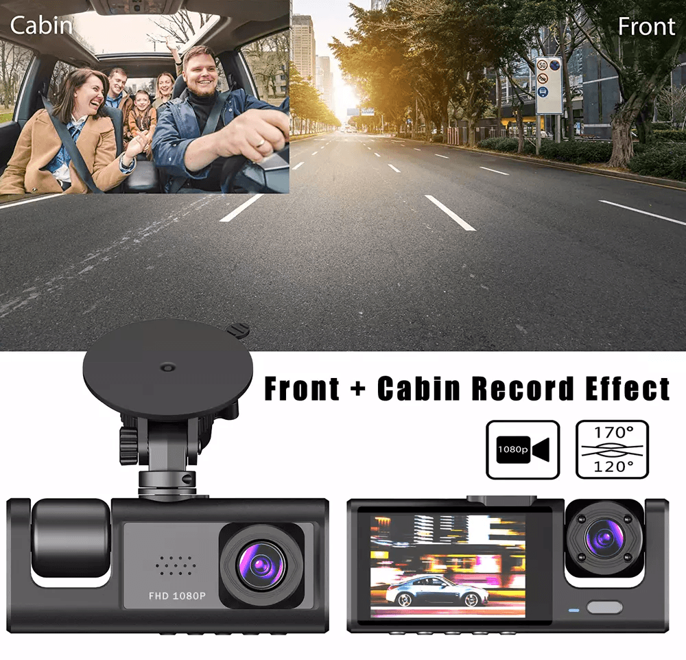 Car Dual Lens Dash Cam HD 1080P FrontRearInside Video Recorder Camera GSensor For AllRound Protecti 5