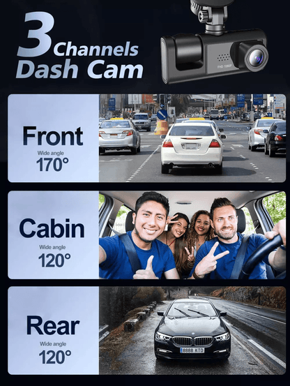 Car Dual Lens Dash Cam HD 1080P FrontRearInside Video Recorder Camera GSensor For AllRound Protecti 17