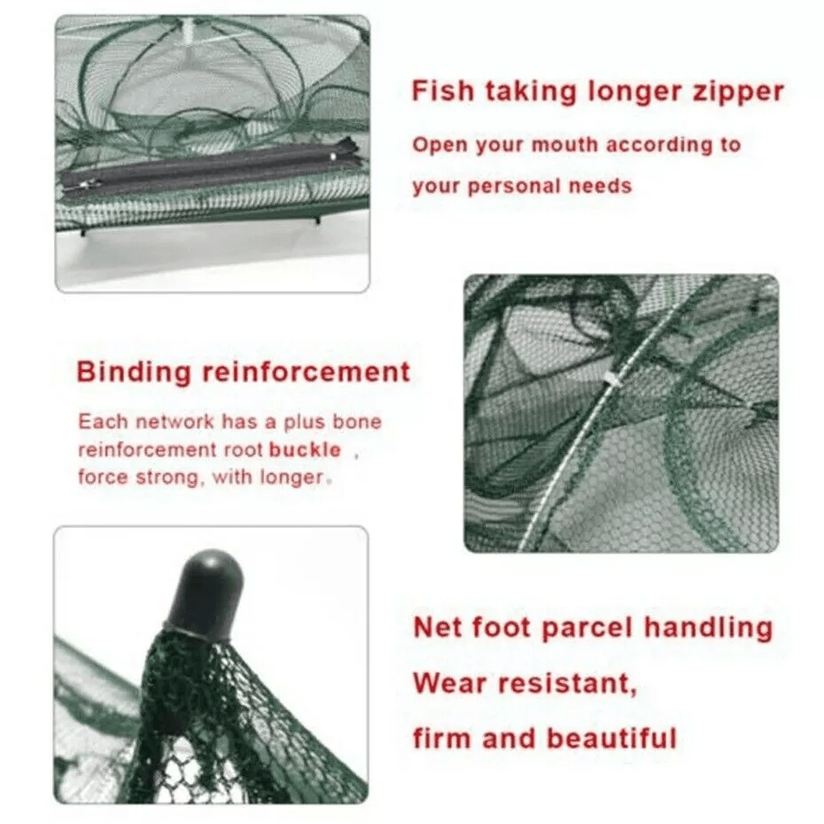 Foldable Fishing Bait Trap Net For Crab Crawdad Shrimp Fish Minnow  Portable Cast Dip Cage Easy To  9