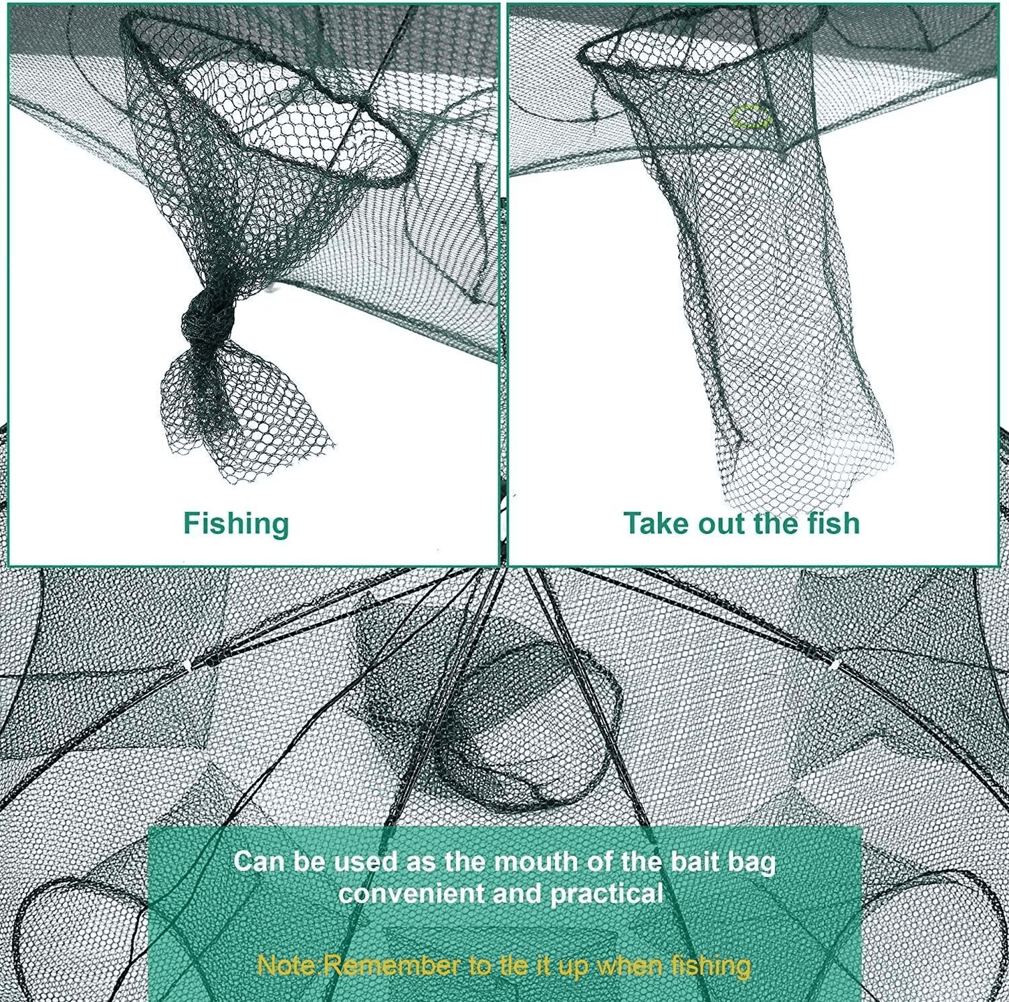 Foldable Fishing Bait Trap Net For Crab Crawdad Shrimp Fish Minnow  Portable Cast Dip Cage Easy To  6