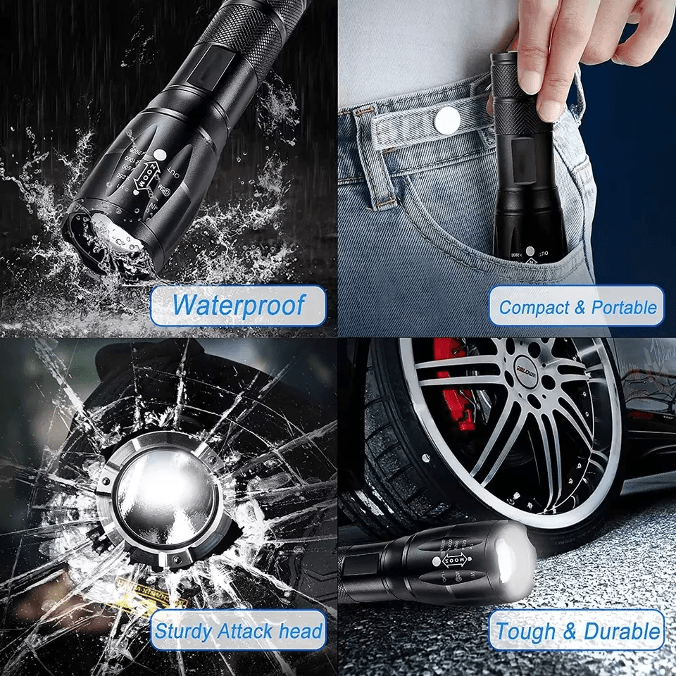 SuperBright Tactical Flashlight Five Modes LED Zoomable Torch Searchlight Compact Waterproof Flashl 5